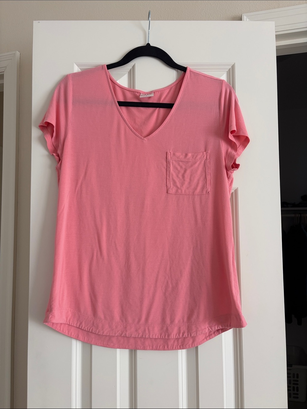 Soma Cool Nights Coral Pink V-Neck Short Sleeve Pajama PocketTee